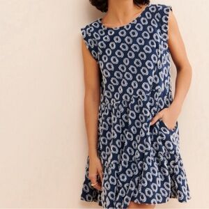 Maeve Anthropologie Lisanne Textured Tunic Navy Blue Mini Dress